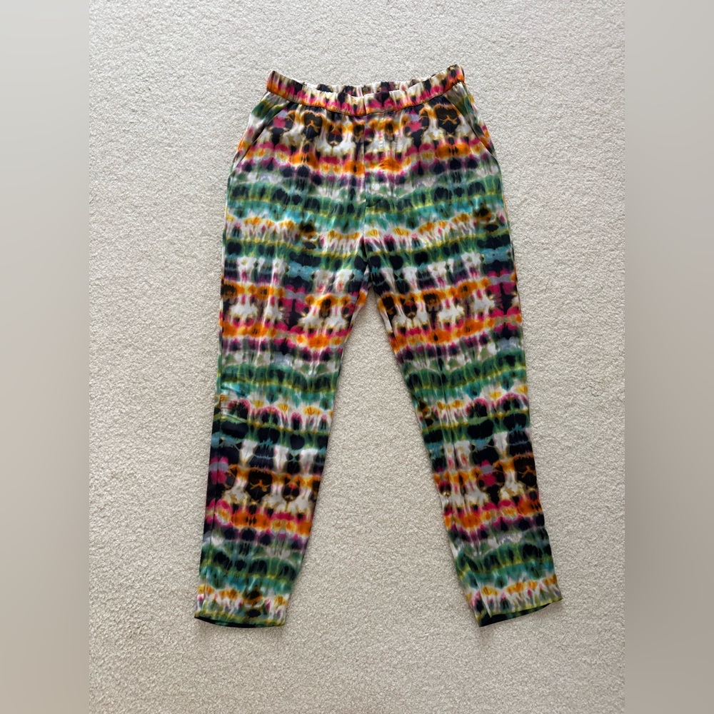Zara Colorful Tie-Dye Silky Pants - size Small